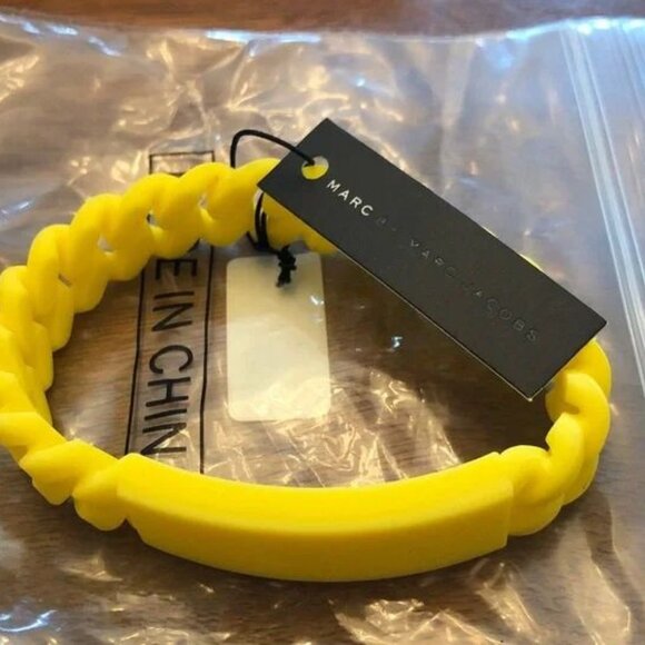 NWT Marc By Marc Jacobs Yellow Standard Supply Braided Silicone Rubber Bracelet - Picture 6 of 6